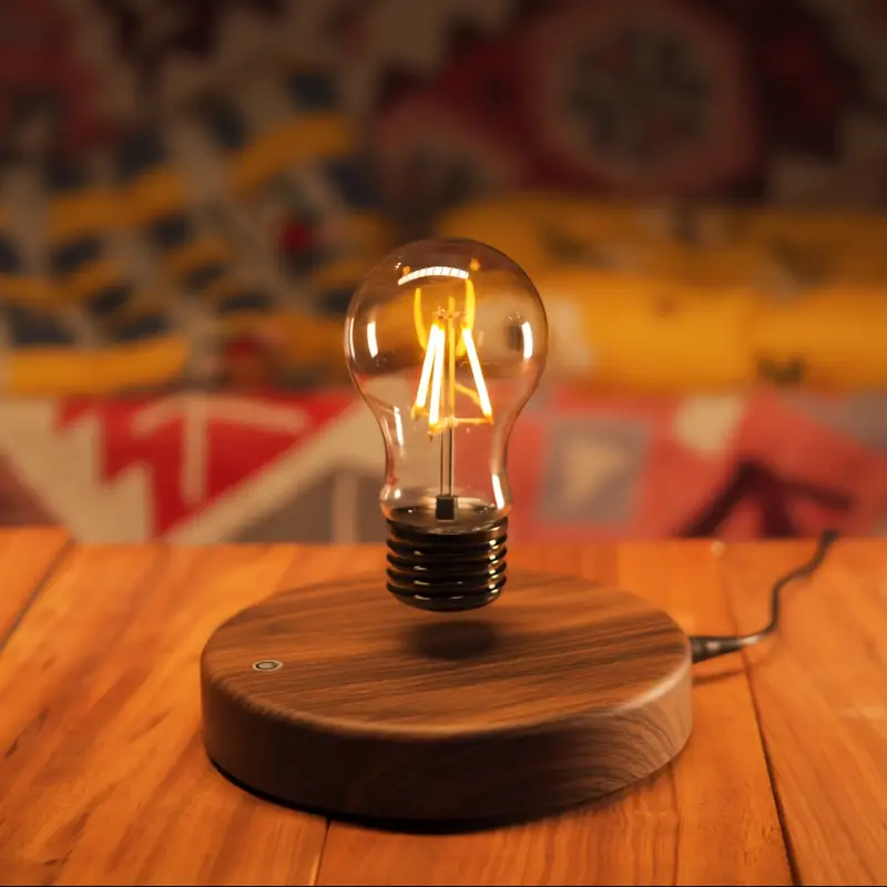 wholesale price abs plastic magnetic floating light bulb warm yellow led table light for room office details 5