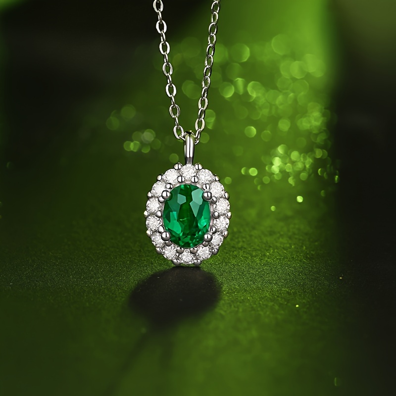 

1pc Lab Emerald 1 Carat Emerald S925 Plated Men Women For Family, Friends, Mother, Anniversary, Birthday Gifts, Daily Wear Fashion