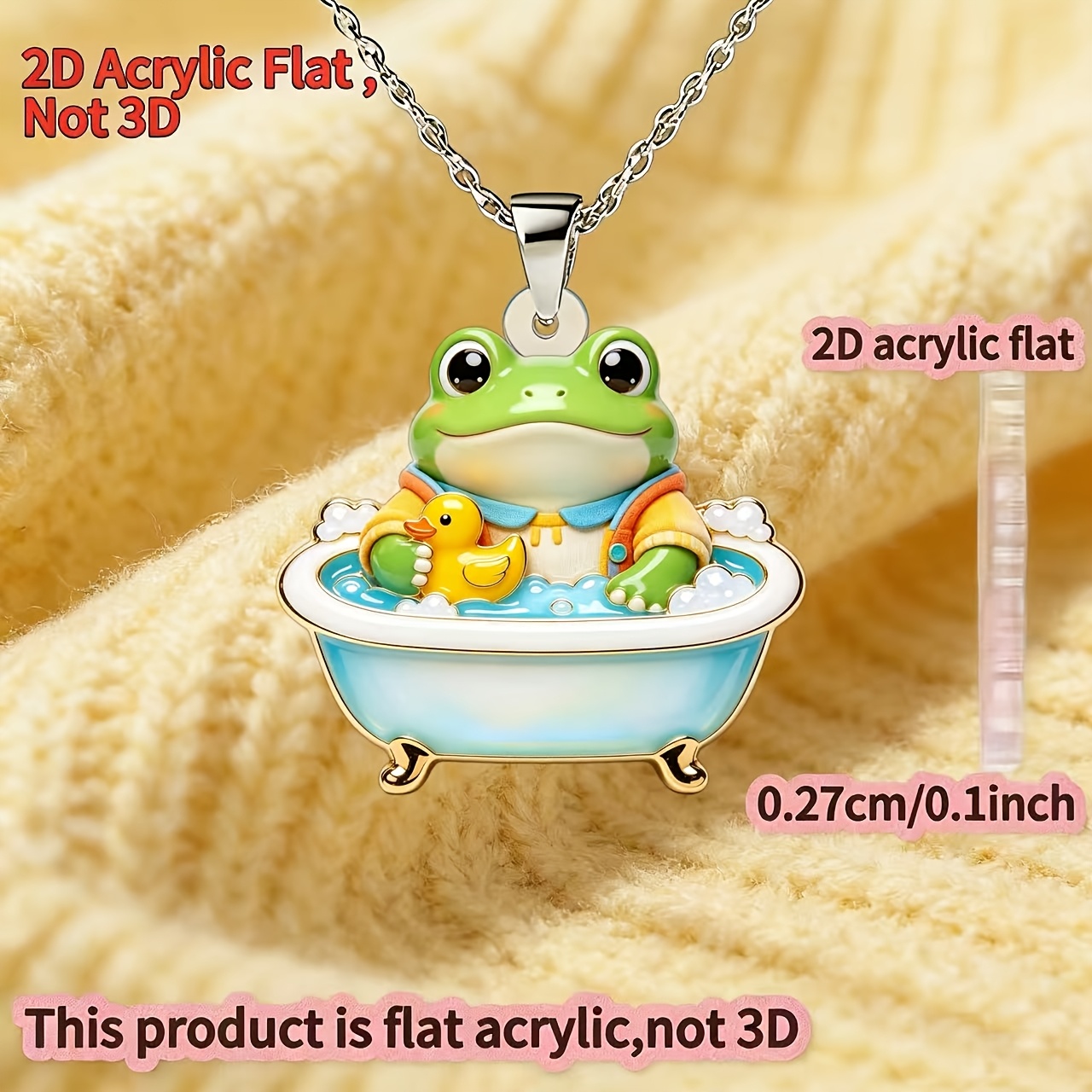 Women's Cute Frog Acrylic Pendant Necklace, Fun Gift