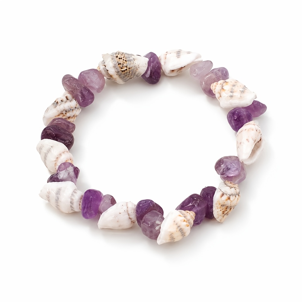 Natural Crystal Crushed Stone Elastic Bracelet, Beach Style Gift