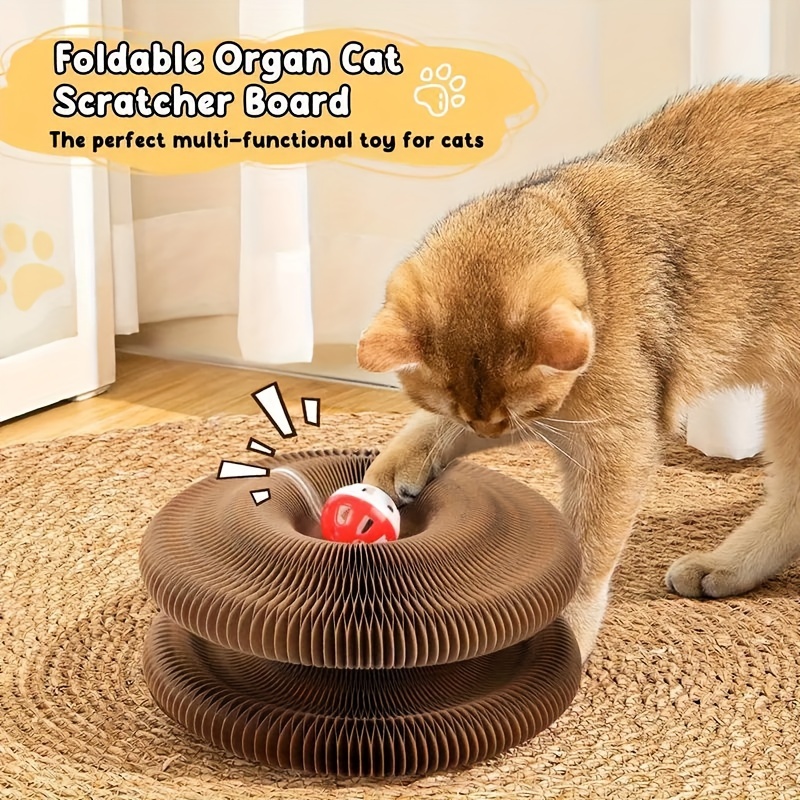 

Accordion Cat Scratcher Toy, Interactive Mat For Cats, Paper Rope Material, Indoor Use