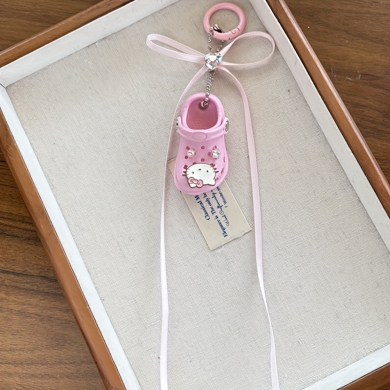 Image of Single Hello Kitty Keychain Pendant | Kawaii Cute Charm, Pink Bow, Alloy Chain And Pvc Pendant, Brand, Ideal For Valentine's Day Decoration