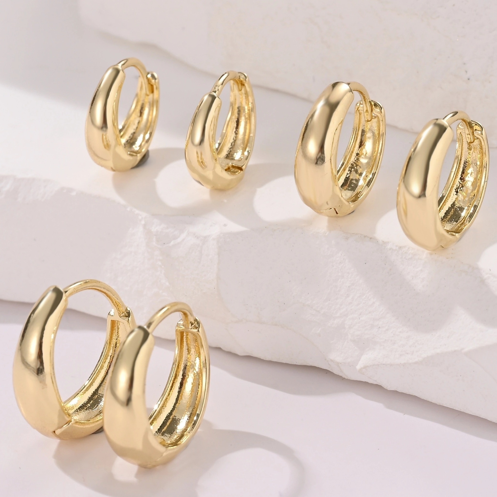 

3 Pairs Of Retro French Glossy Copper Hoop Earrings, Elegant And Fashionable Ladies Hypoallergenic Earrings, Gift Accessories