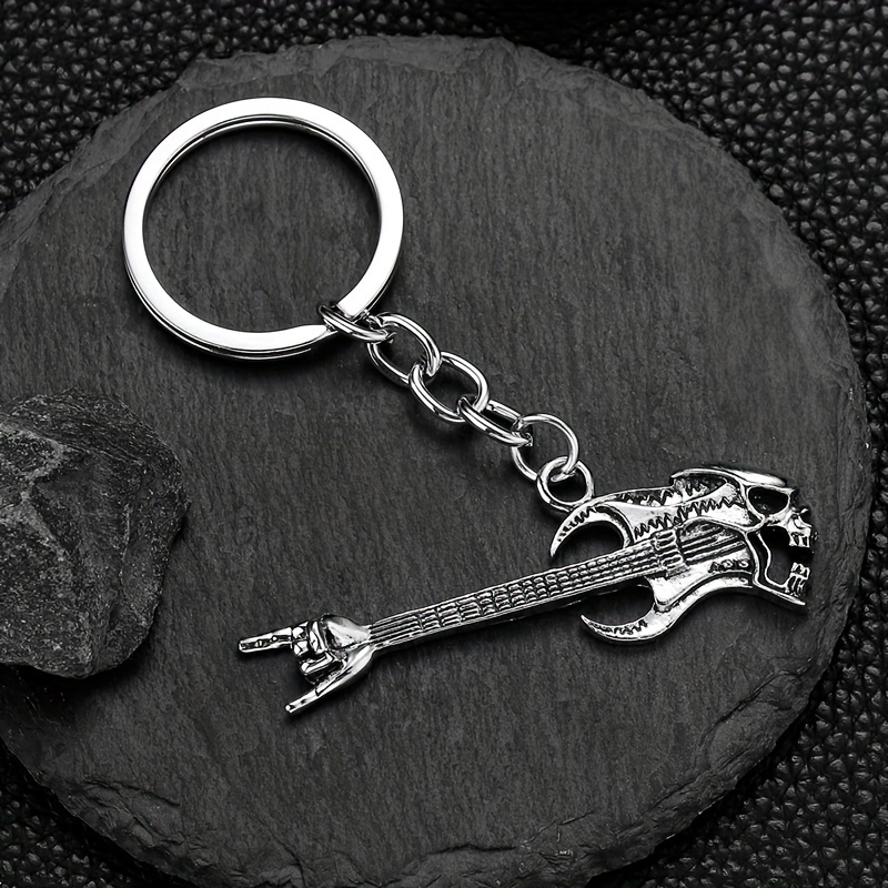 a trendy european and rock guitar skull mens fashionable keychain