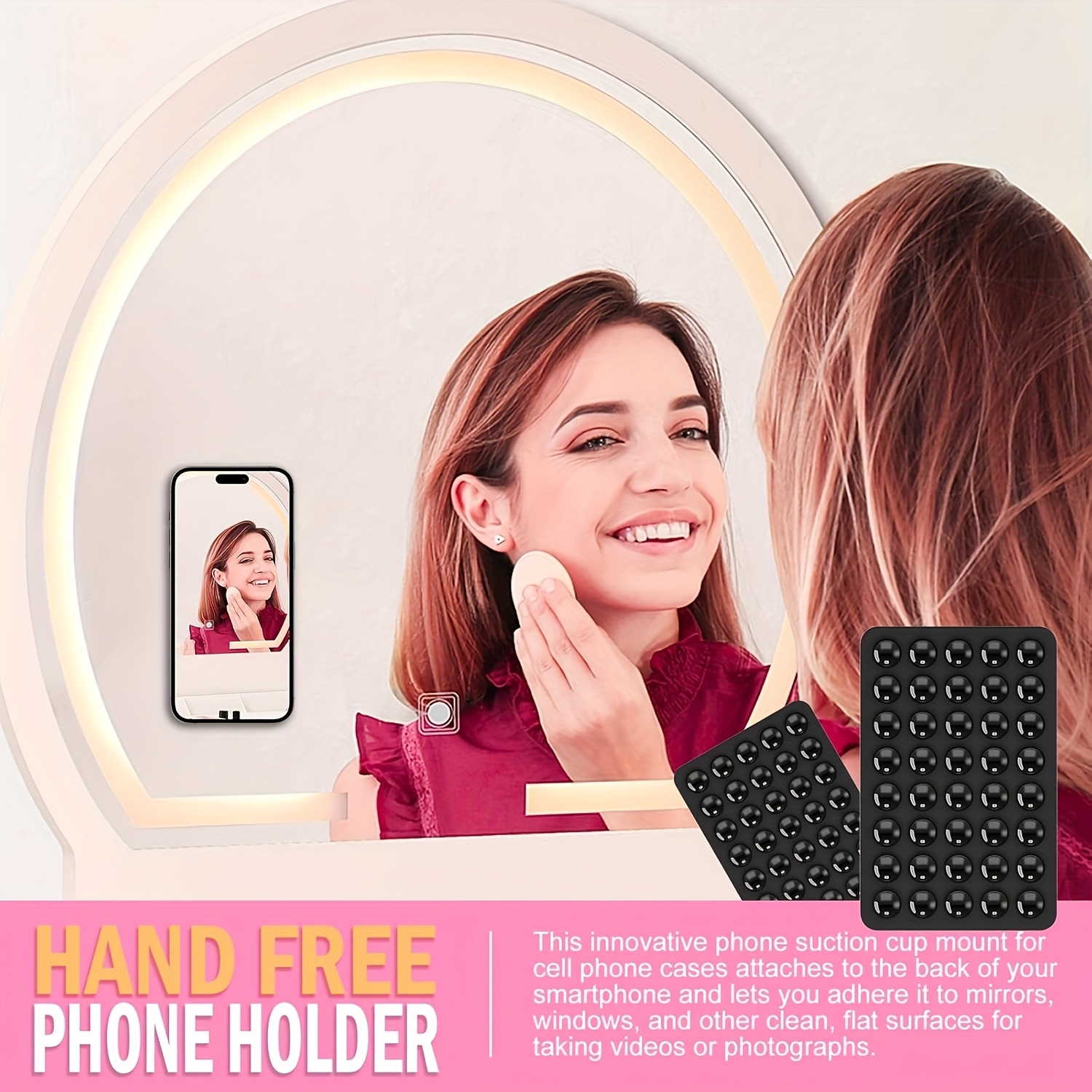 Set de 2 suporturi de telefon cu ventuză din silicon față-verso, accesorii siliconice pentru iPhone și Android, unghi reglabil și design compact, potrivite pentru machiaj, dans, fitness, yoga, duș, binge-watching