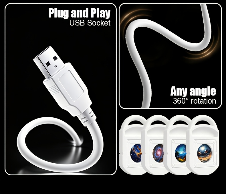 usb starry sky projection wall light with adjustable hose moon and   of stars ambient lamp details 2