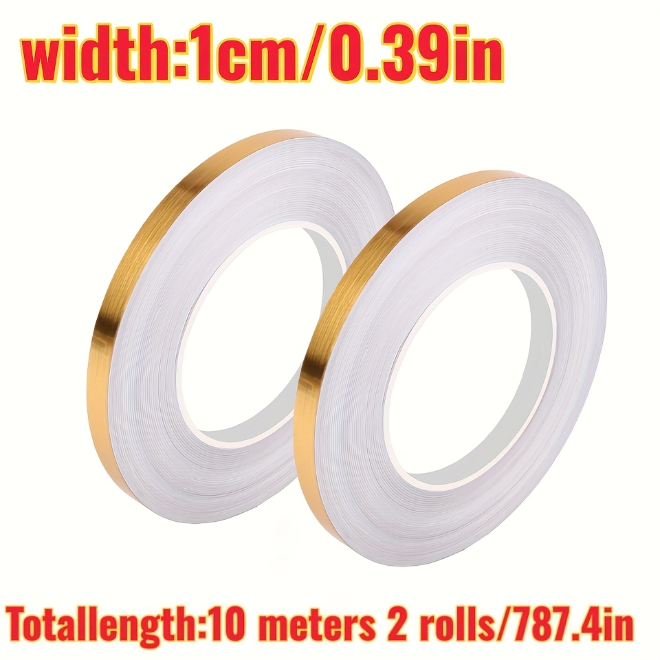 4sizes 20m Self-adhesive Tile Sticker Tape | Golden Silvery, Waterproof, Polyvinyl Chloride, Floor And Wall Sealing Strip For Hotel Decoration