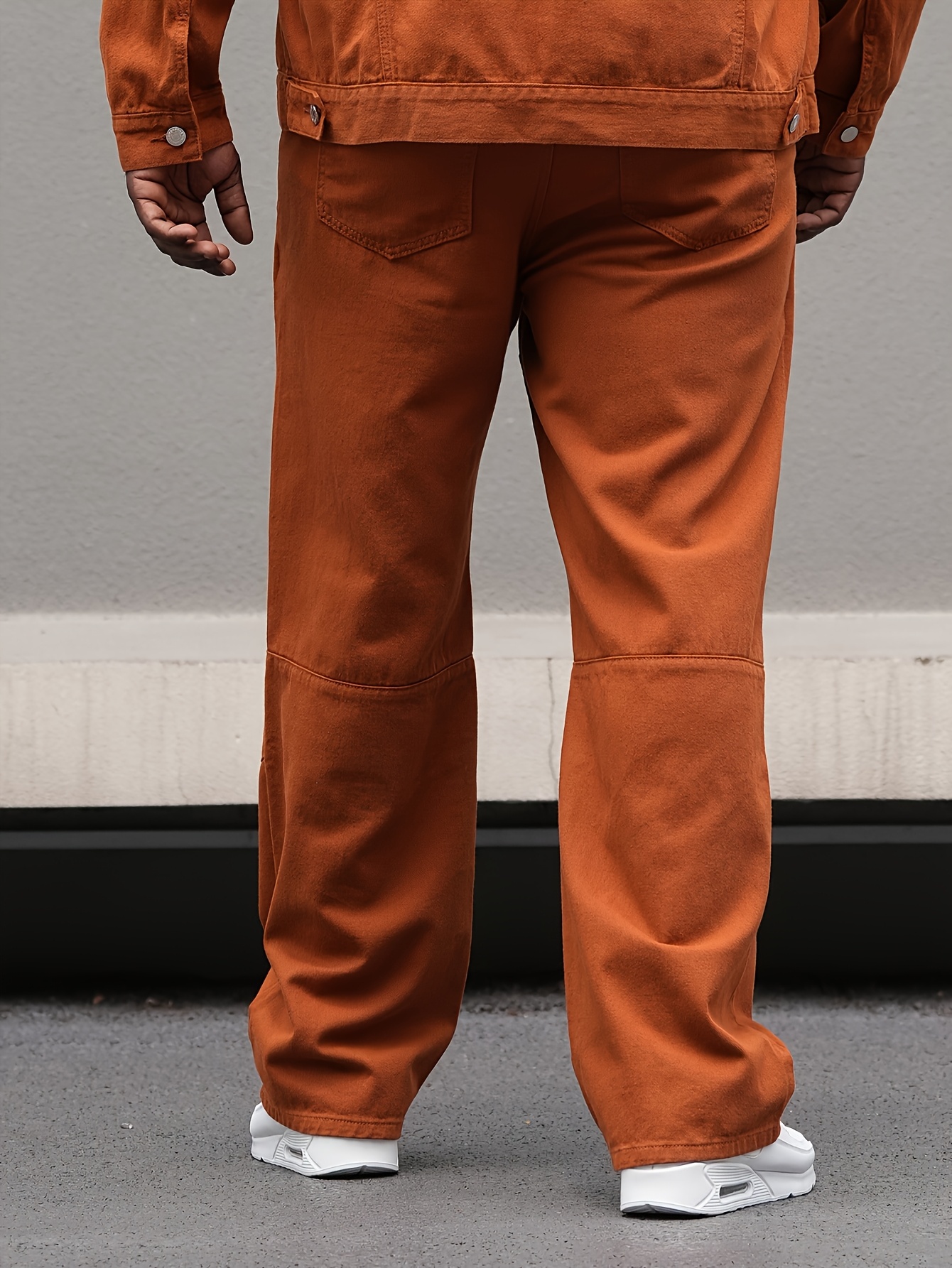 Plus Size Men's Relaxed Fit Straight-Leg Washed Denim Jeans - Casual Machine-Washable Non-Stretch Pants for Spring/Fall, Solid Color Comfortable Casual Attire, Relaxed Fit Pants | Button Fly Closure | Straightleg Design, PLUS SIZE