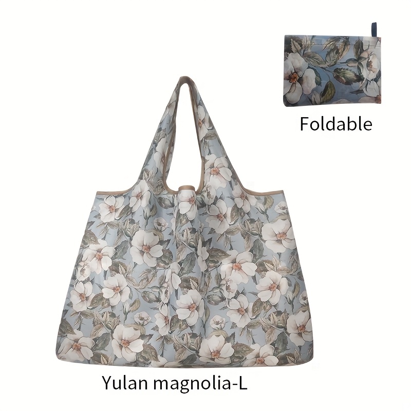 Image of Large Capacity Portable Foldable Shopping Bag With Cute Bear Pattern, Grocery Tote For Supermarket, Women's Bag