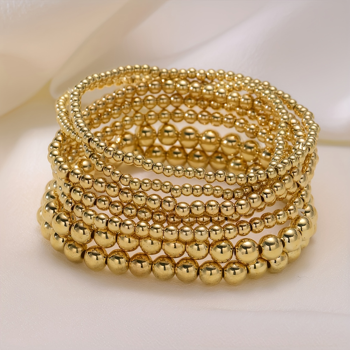 7pcs/set Easy Women's Beaded S, Elegant Vacation Dating Gift, Daily Wear Accessory, Multi-functional And Minimalist Style Jewelry