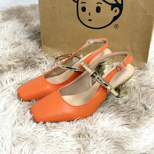 ladies orange dress shoes Ann Taylor Size 6 Red Heels Pre-Owned Shoes- Zippy Chicks Sleek silhouette for office and daily wear. Handmade Orange Patent Leather Mary