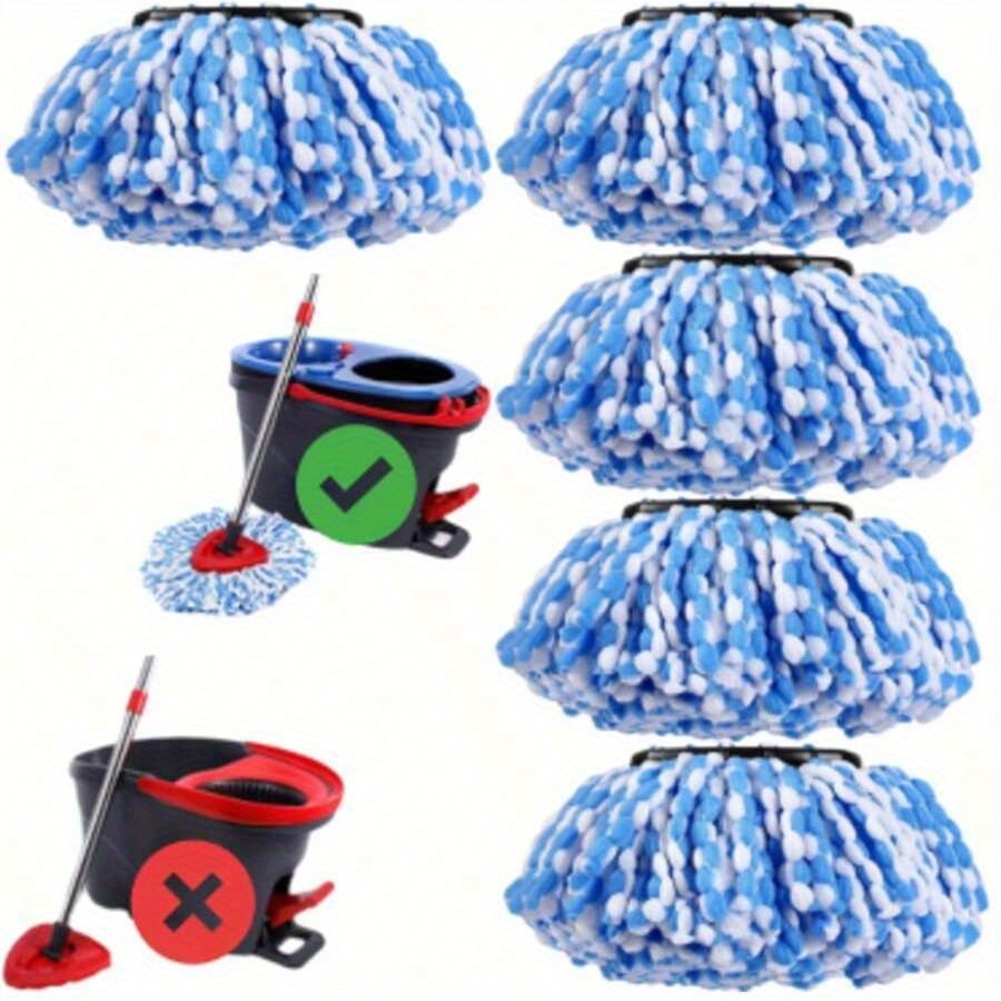 TEMU 5-pack Mop Replacement Heads, Mop Replacement Heads For O-c-da Mop Replace Head Easywrin 2-tank Spin Mop Heads Replacements, Microfiber Spin Mop