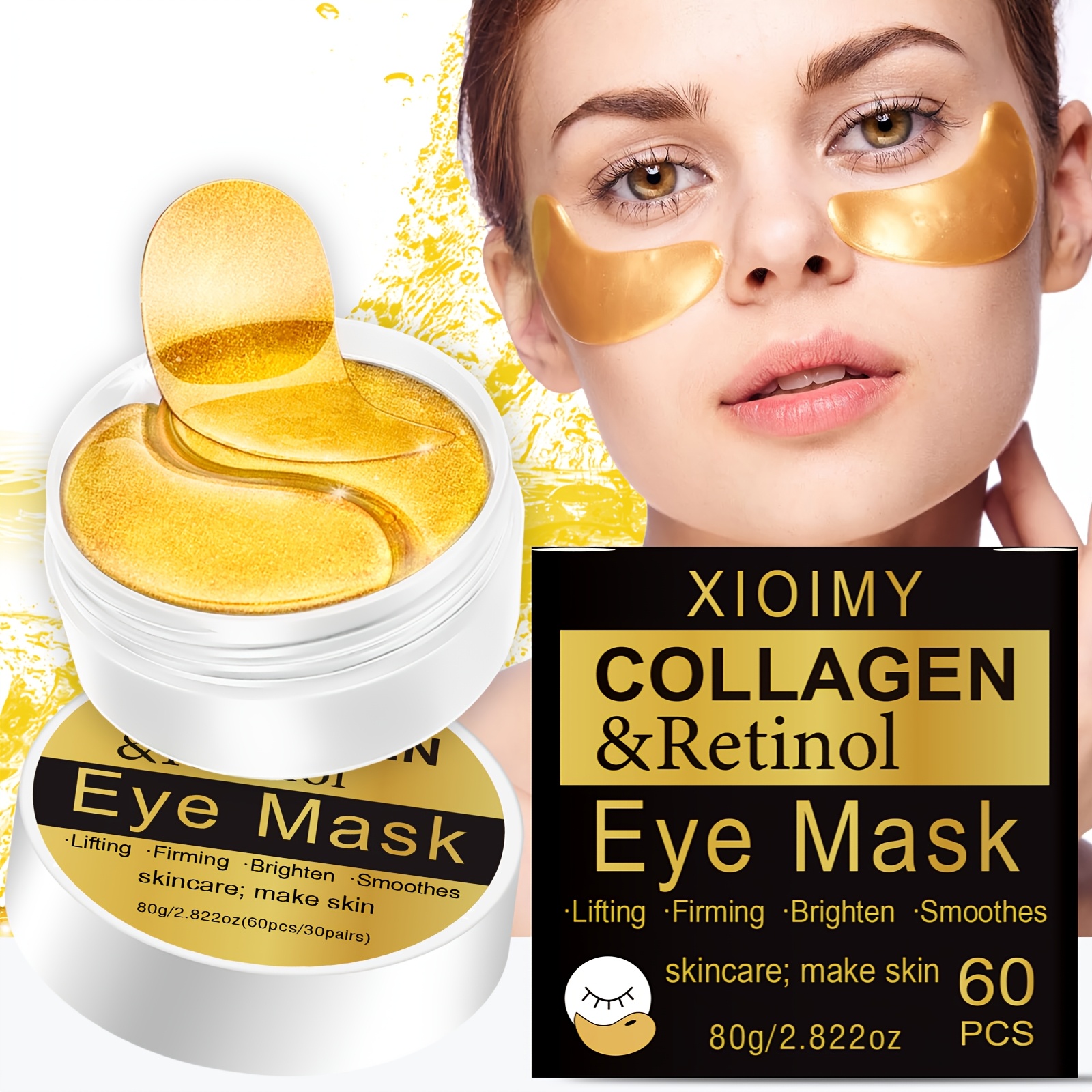 60pcs collagen and retinol eye masks powerful moisturizing make eye   delicate and firm give eye skin     to   and dullness eye care collagen eye mask retinol eye mask