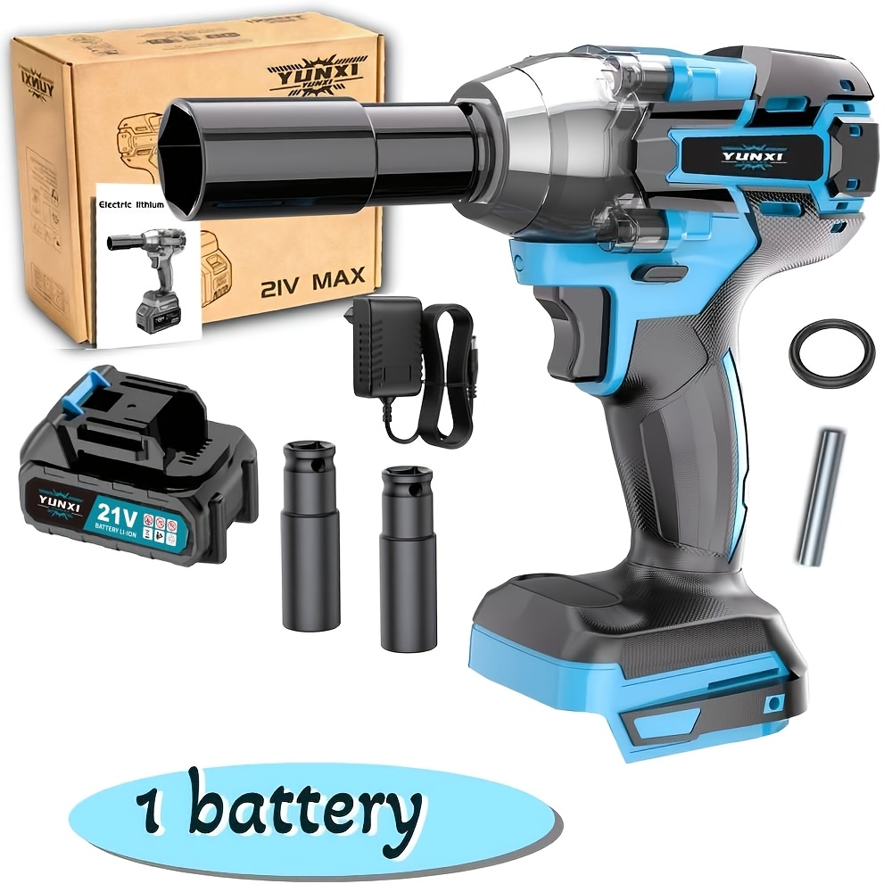 TEMU Clé à batterie lithium bleue haute portable 2026, outil léger et efficace, clé électrique balais à couple , convient aux outils de réparation