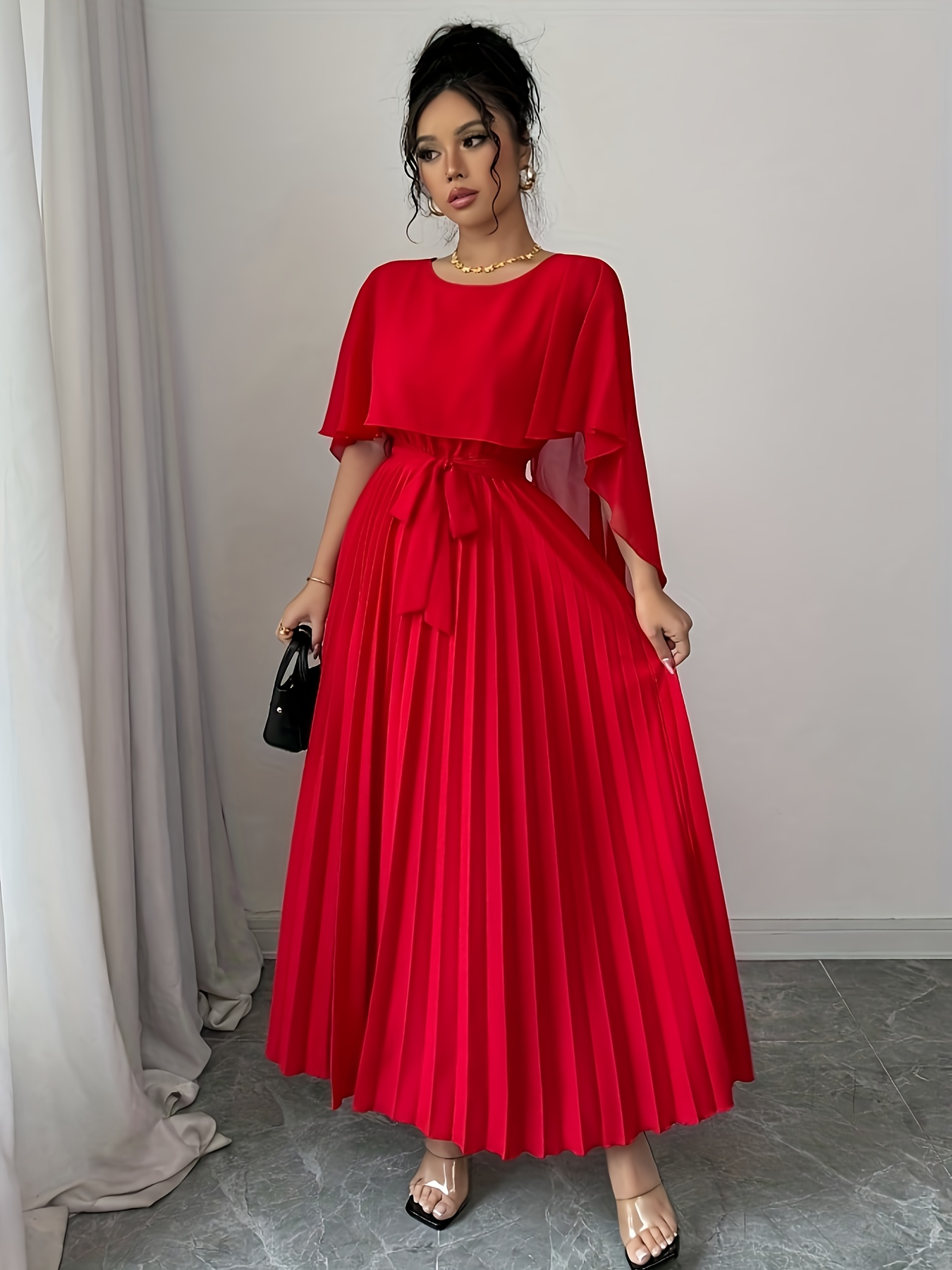 sachin and babi light blue dress Dress With Pleated Chiffon Layer In Black | Metamorphoza main image 0