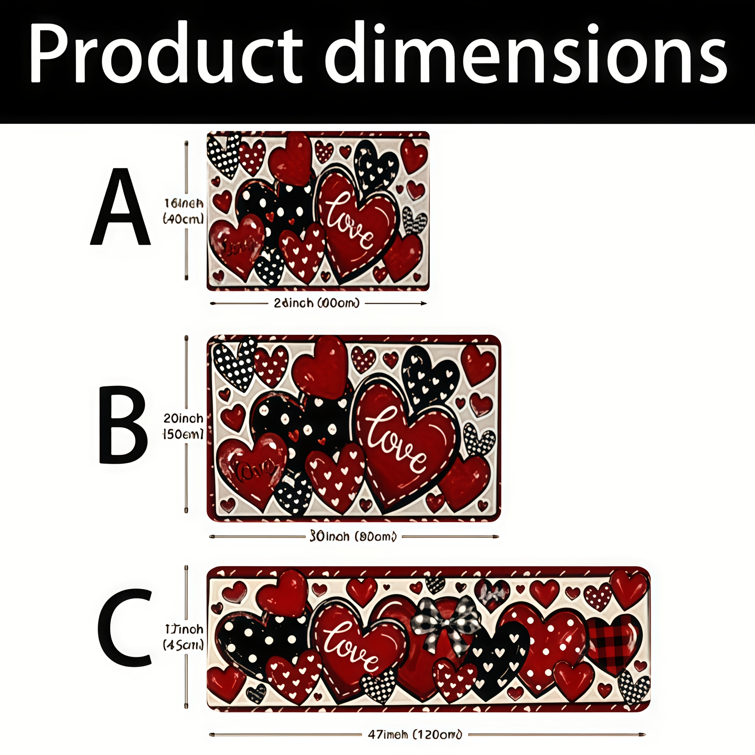 TEMU Handmade Red Polka Dot Heart Rug - Valentine's Day Kitchen/bath Suitable For Small Spaces, Machine-washable With Romantic Decor, Gift & Vintage