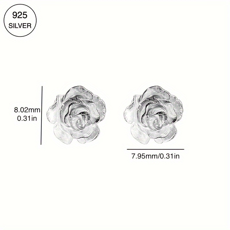S925 Pure Silvery Flower Style Earrings Low Allergy
