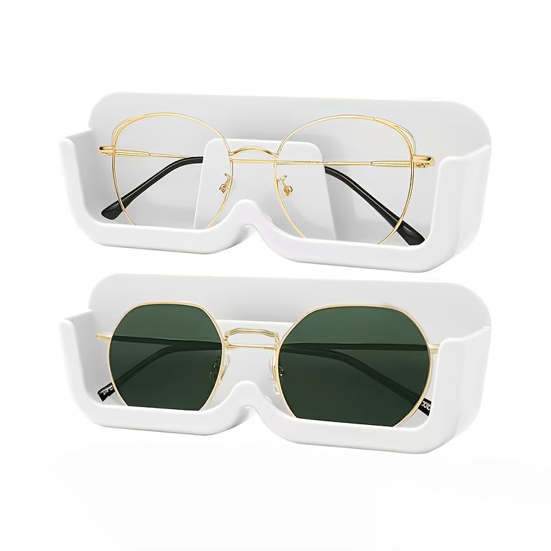 TEMU 2pcs Modern Fashion Wall-mounted Eyeglass Holder, Transparent Plastic Eyeglass Storage Rack, Bathroom Bedside Display Shelf. Suitable For Home