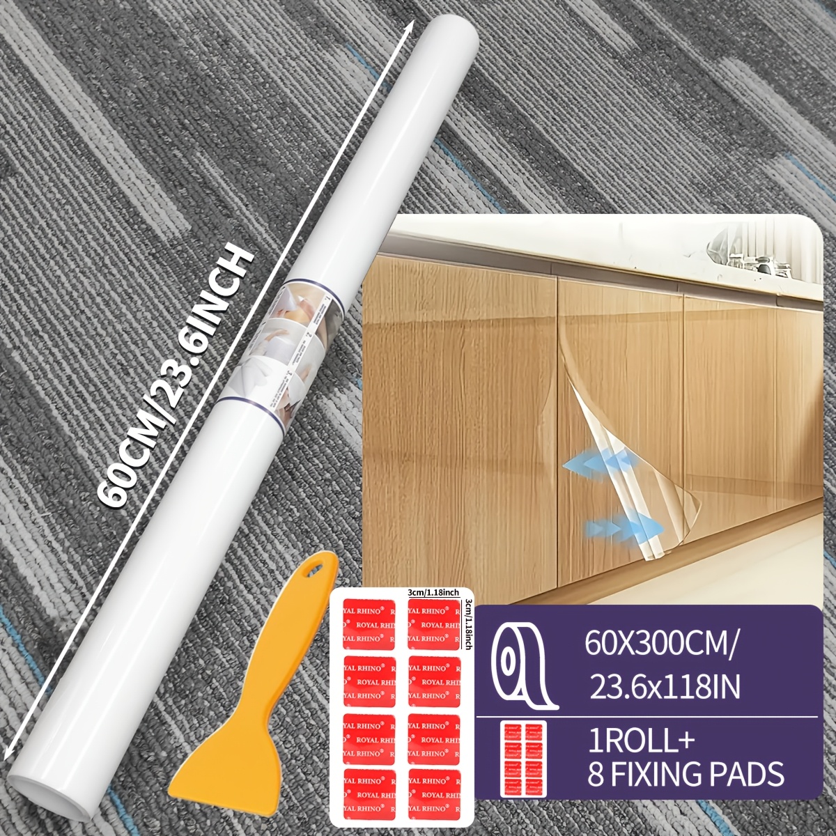 Image of 118 Inch Furniture Anti-scratch Protective Film, (width 5.9"/11.8"/17.7"/36.6") +1 Tool Kit, Transparent And Adhesive, Easy To Stick And Tear, Anti-scratch Sticker Is Suitable For Sofas, Doors