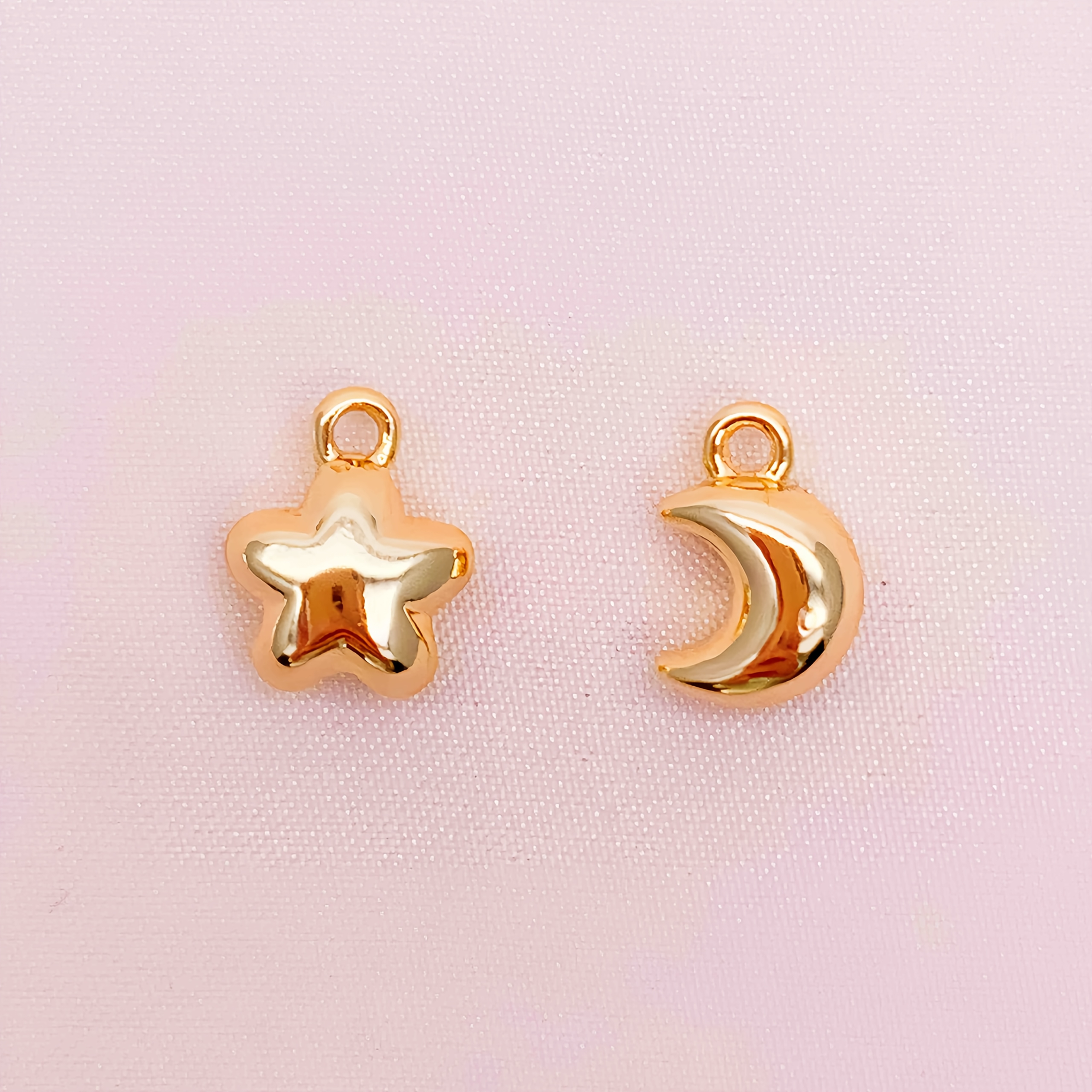 TEMU Lot de 2 pendentifs étoile et lune - Fournitures pour fabrication de , bracelets et boucles d'oreilles DIY plaqués or - Cadeau de Ramadan pour