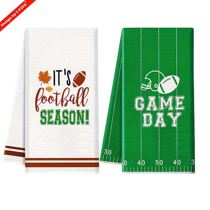 TEMU 2pcs Vibrant Football-themed Funny Kitchen Towels - Super Absorbent And Soft, Multipurpose, Quick-dry Dish Towels For Kitchen, Hand Towels,