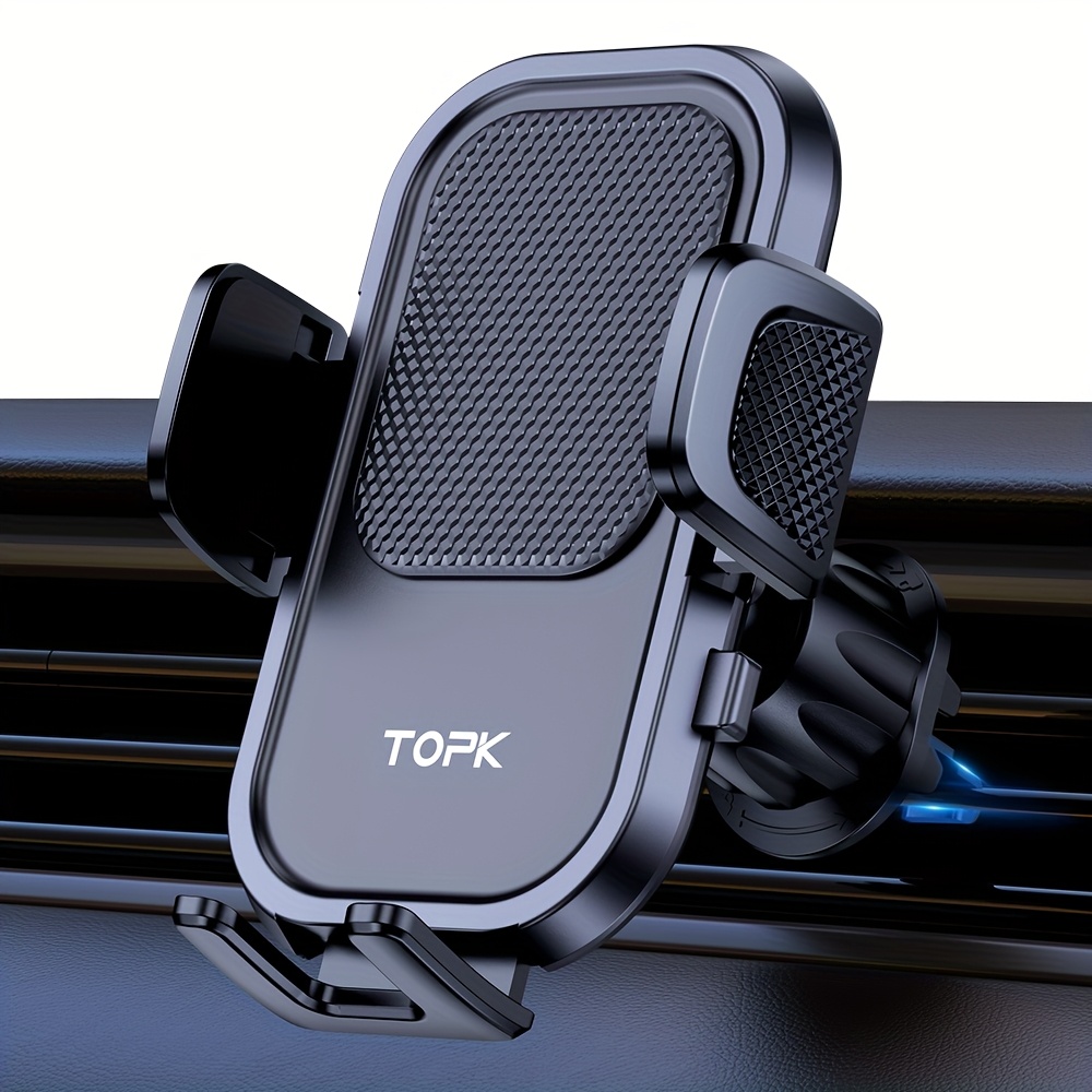 TEMU Topk Air Vent Car Phone Holder Mount [ Big Phones And Thick Cases Friendly ] Upgraded Metal Hook Cell Phone Holder Compatible With Smartphones