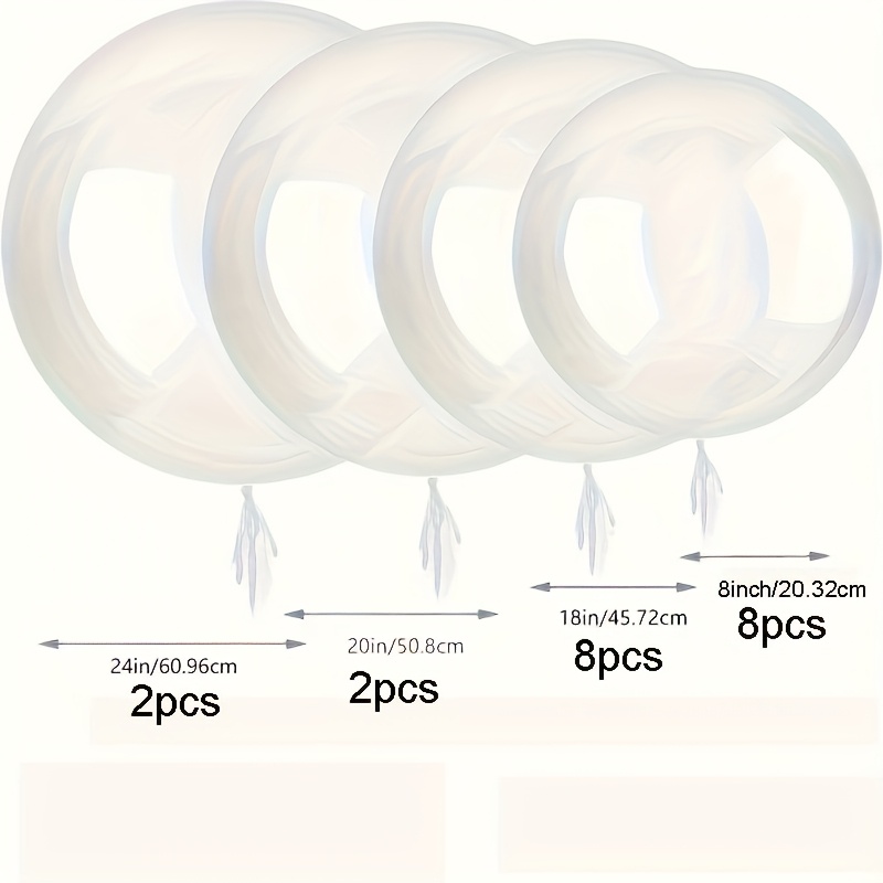 Image of 20pcs Giant Transparent Bubble Balloon Set - 24", 20", 18", And 8" Sizes For Camping, Party Decorations, Wedding & Birthday Celebrations