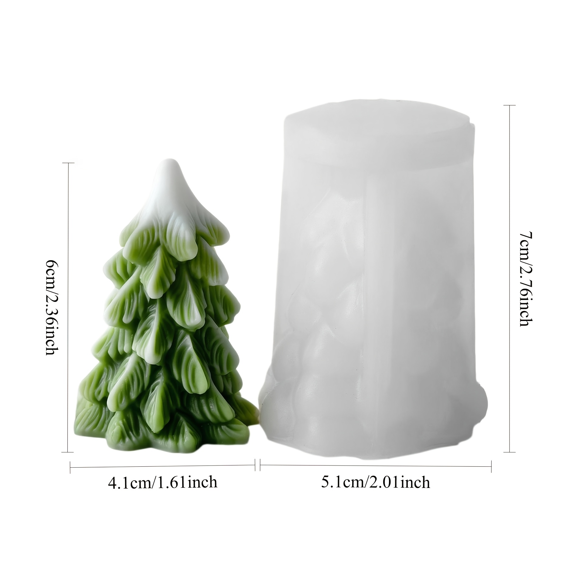 TEMU Moule en silicone Arbre de Noël, Moule décoratif en plâtre parfumé Arbre de Noël pour bougie