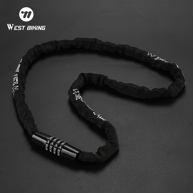 WEST BIKING Bicycle Security Lock with Password, Available in 150Cm/115Cm/90Cm/65Cm Chain Lengths, Ideal for Cycling And Backpacking Additions