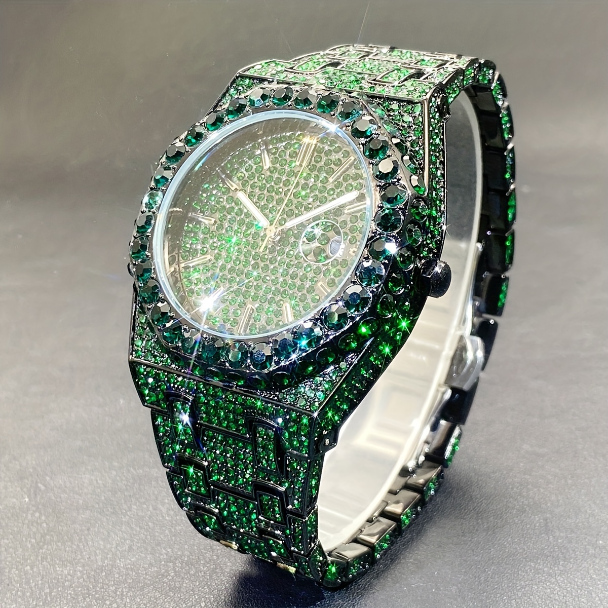 Hip Hop Relojes Brillantes Hombre Reloj De Pulsera De Cuarzo Para