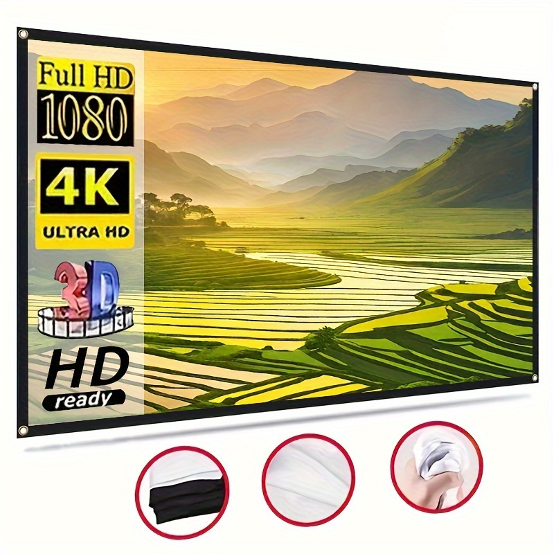 72 Inch Hd Projection Screen Projection Home Projector Projector 4k Ultra Hd Screen White Screen Easy Screen Projection Screen Wall Hanging Screen
