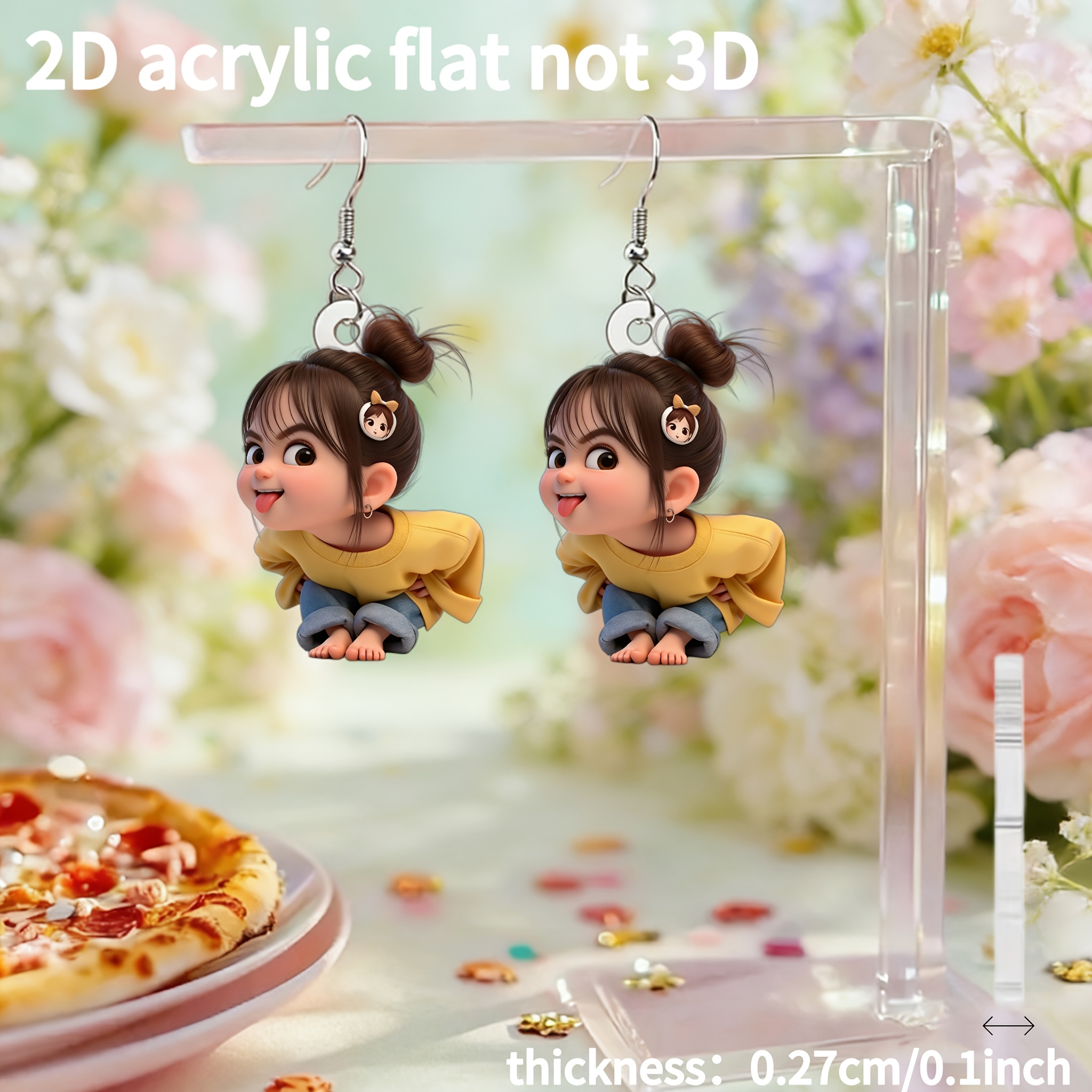 Women's Playful 2D Flat Acrylic Earrings, New Style 2026
