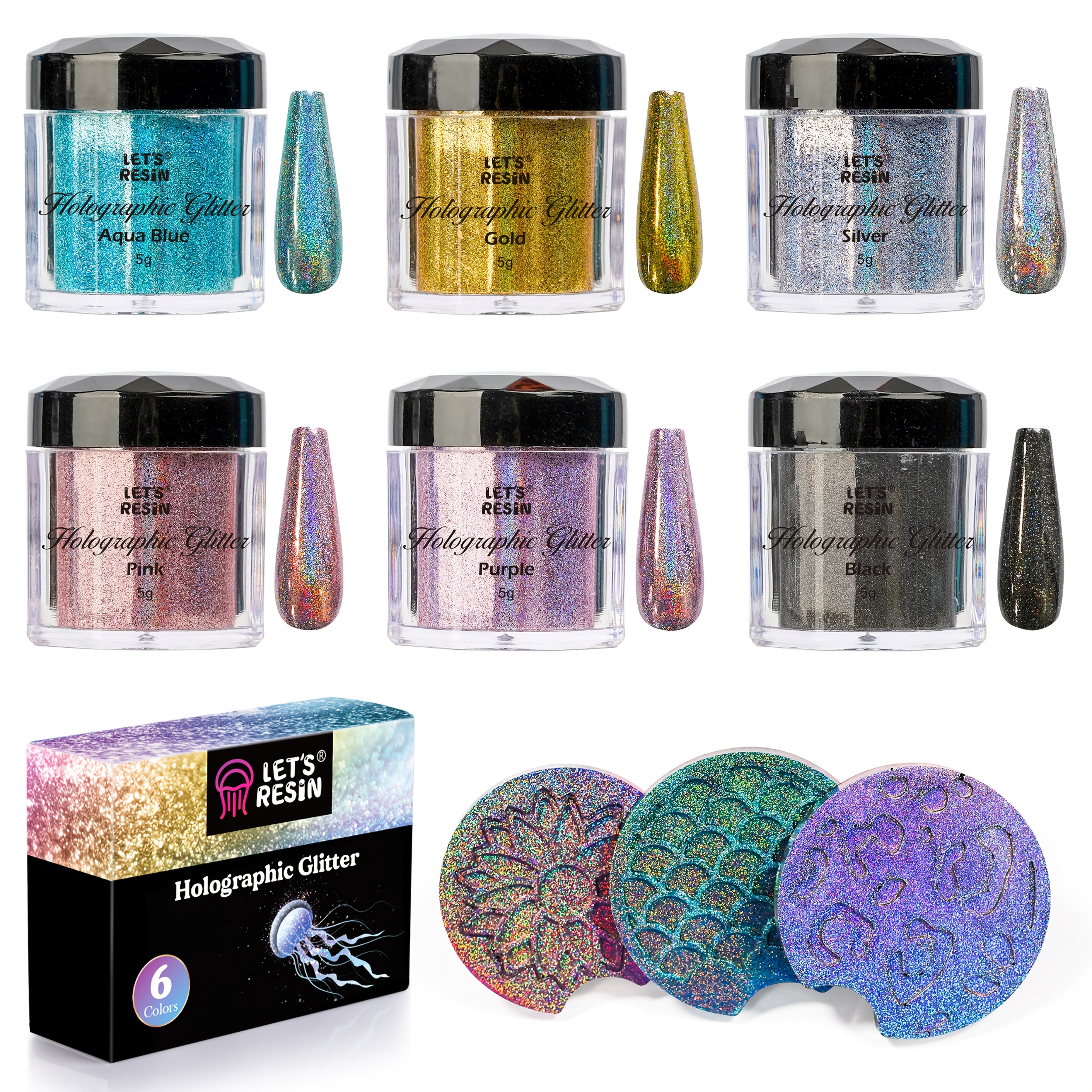 TEMU Resin 0.08mm Holographic Glitter, Ultra Fine Glitter For Epoxy Resin/resin Molds, Sparkle Saturated Color Glitter Powder For Art