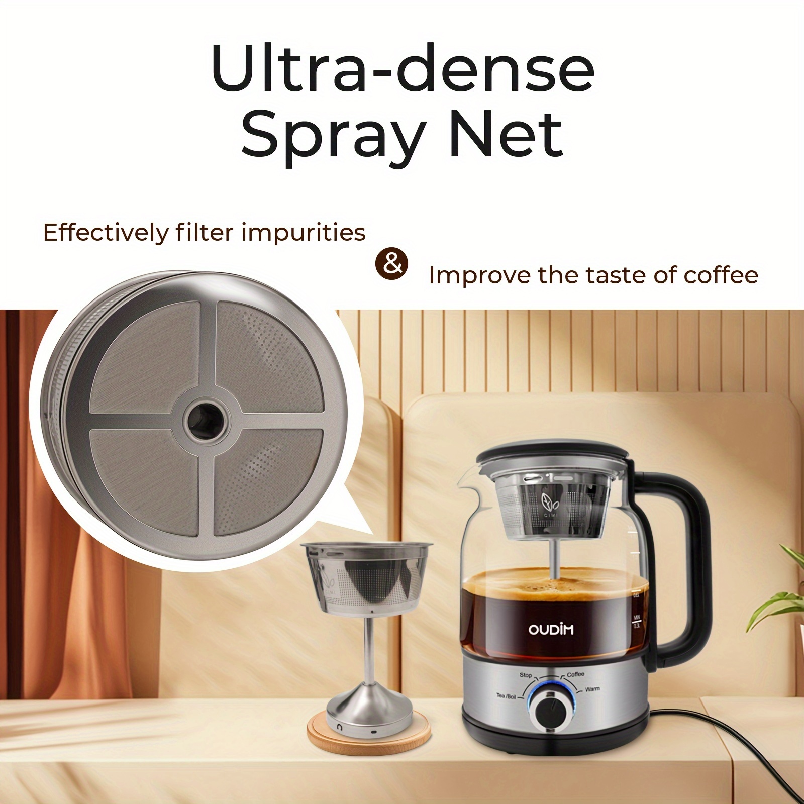 Drip Coffee Maker By Spraying Method, 40.58oz Capacity, 600W Power, BPA-Free, Brewed Tea Pot Coffee Plunger, Glass Stainless Steel Tea And Coffee Brew Kettle, Electric Kettle Tea Pot, Keep Warm, Boil Dry And Safety Protection, Perfect Birthday Gift 10 Drip Coffee Maker By Spraying Method, 40.58oz Capacity, 600W Power, BPA-Free, Brewed Tea Pot Coffee Plunger, Glass Stainless Steel Tea And Coffee Brew Kettle, Electric Kettle Tea Pot, Keep Warm, Boil Dry And Safety Protection, Perfect Birthday Gift - Image 10