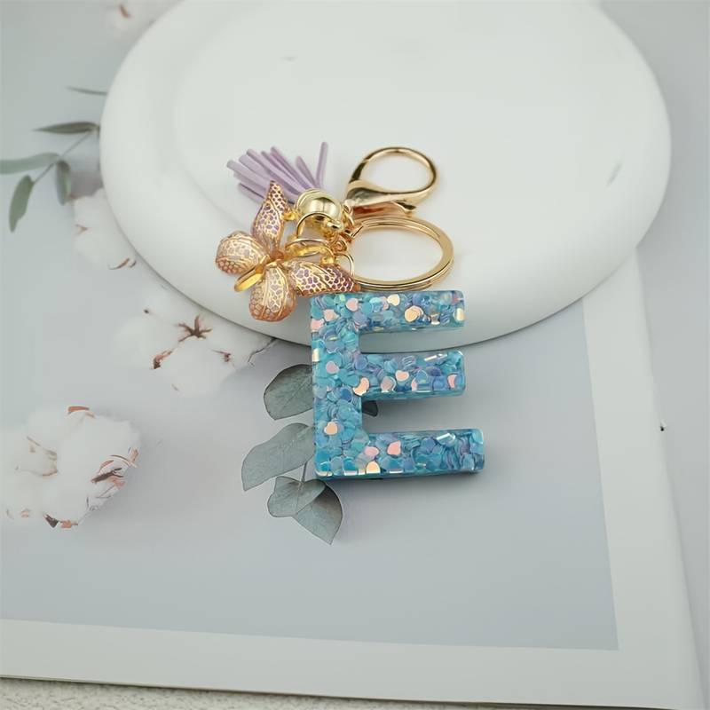 Portachiavi Con Lettera Iniziale Per Ragazze E Donne - Portachiavi A Forma Di Cuore Per Zaino E Borsa, In Resina