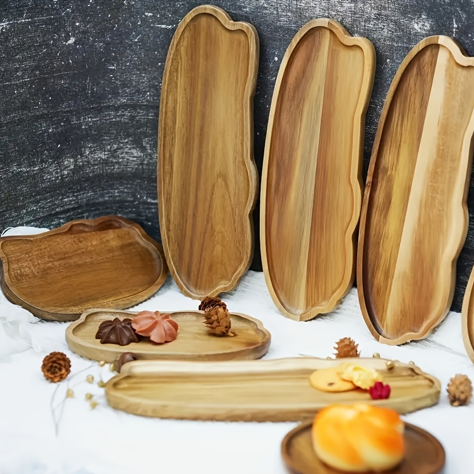 

Acacia Wood Cheese Tray - Multipurpose Log Serving Platter For Kitchen, Dining, And Outdoor Use - Ideal For Holidays: Christmas, Halloween, Ramadan (eid Al-fitr)