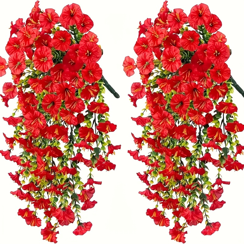 

2pcs Uv Fabric Simulation Flowers With Eucalyptus Leaves, Outdoor Artificial Hanging Flowers, Home Office, Garden And Indoor And Outdoor Decoration Suitable For Valentine's Day, Easter, Thanksgiving