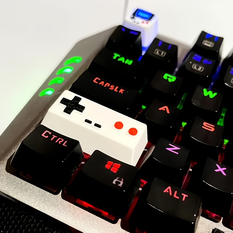 TEMU Retro Gamepad Shift Keycap - Mechanical Keyboard Artist Design, , Classic Console Style With Rgb Backlight | Durable Pla For Gaming/collectors