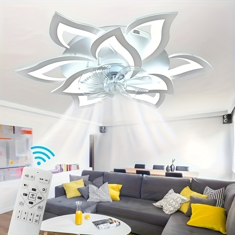 31.1 Inch Ceiling Fans With Lights And Remote, Chandelier Ceiling Fans With 3 Color And 6 , Modern Indoor Flush Mount Ceiling Fans