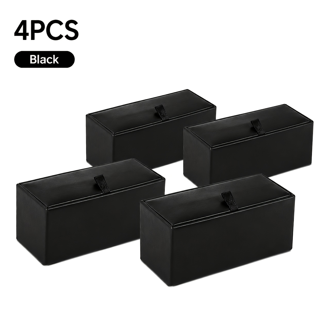 TEMU Lot de 4 boîtes à boutons de manchette - Coffrets cadeaux élégants avec doublure en velours, rangement compact pour boutons de manchette, pinces