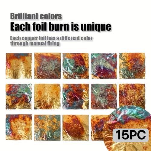 15 sheets of handc fted burnt copper foil ow metallic leaf suitable for diy c fts painting nail art furniture material