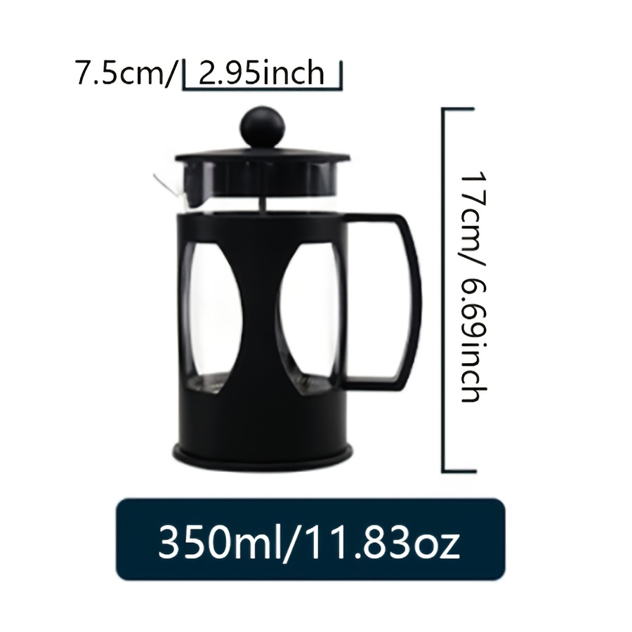TEMU 350ml Vintage-style Coffee Maker - Heat & Cold Resistant Borosilicate Glass With Stainless Steel Filter, Perfect For Brewing Coffee, Tea, And