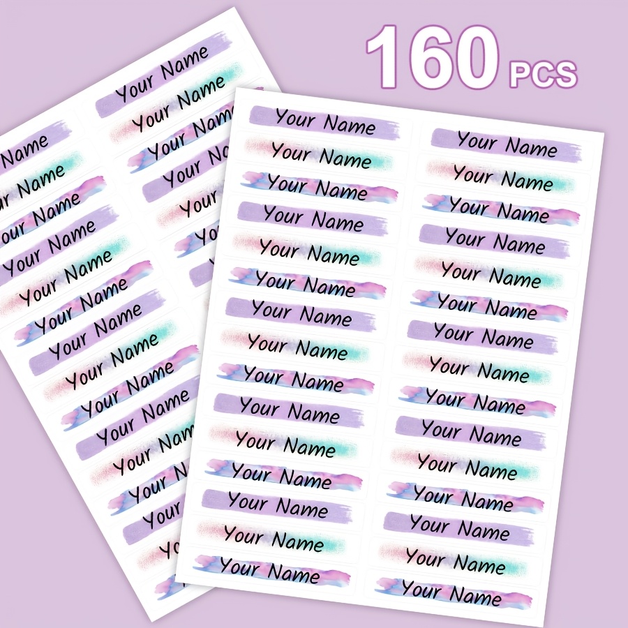 TEMU Étiquettes nominatives personnalisées de style aquarelle dégradée, autocollants nominatifs personnalisés, fournitures de bureau et scolaires,