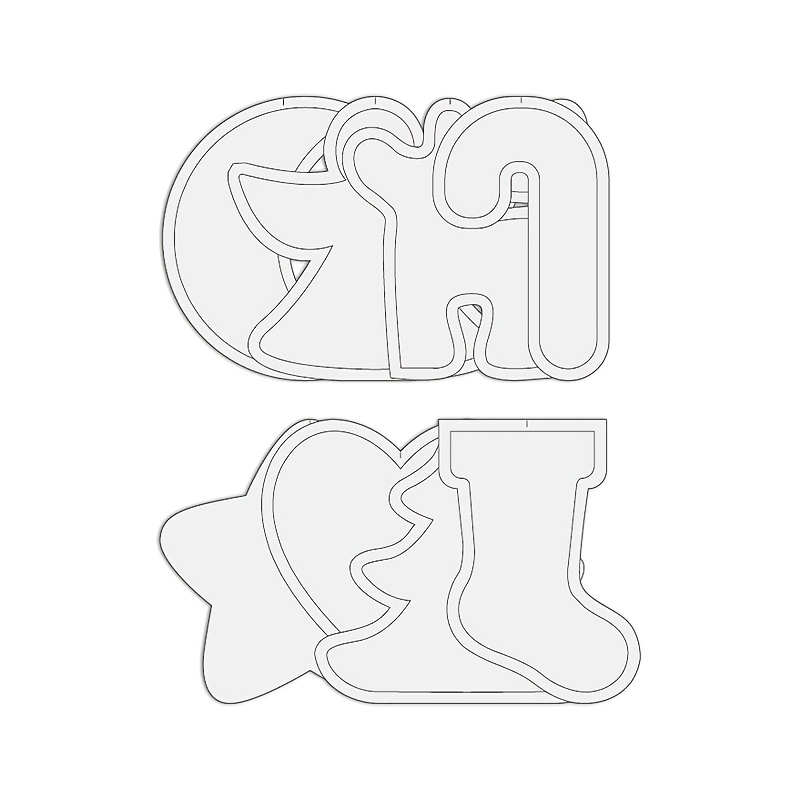 TEMU 8pcs Christmas Decoration Template Set Sewing Templates Handmade Small Christmas Decorations Quilting Templates, Including Christmas Tree, Star,