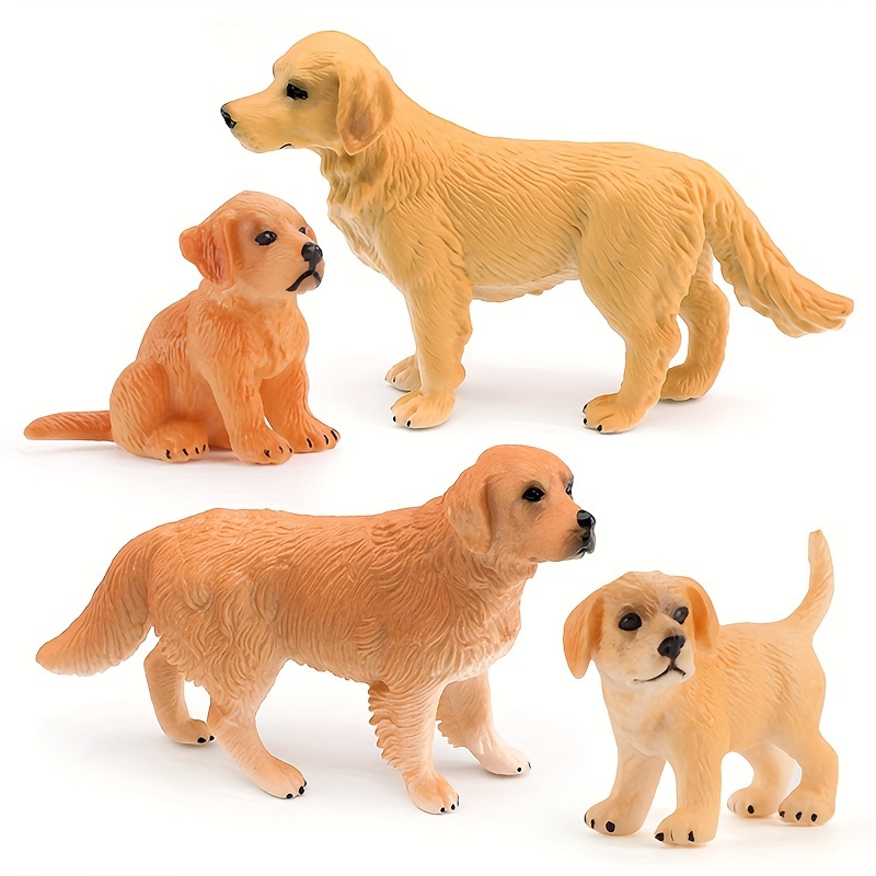 Golden Retriever Dog Figurine PVC Toy Mixed Colors