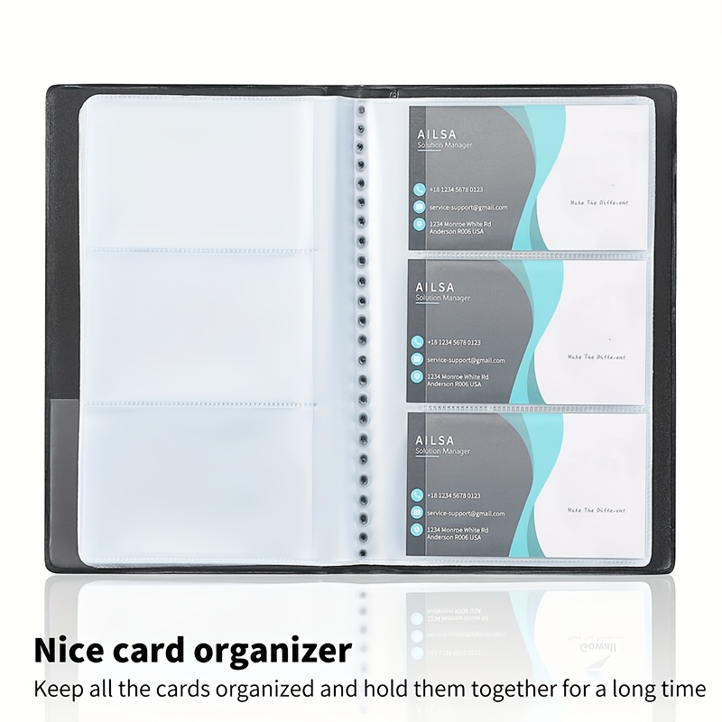 business card binder holder OfficeWerks Professional Organizer with Black Padded PU Leather Cover, Holds 160 Business Cards membership cards 3Pcs Business Card Holder Aluminum