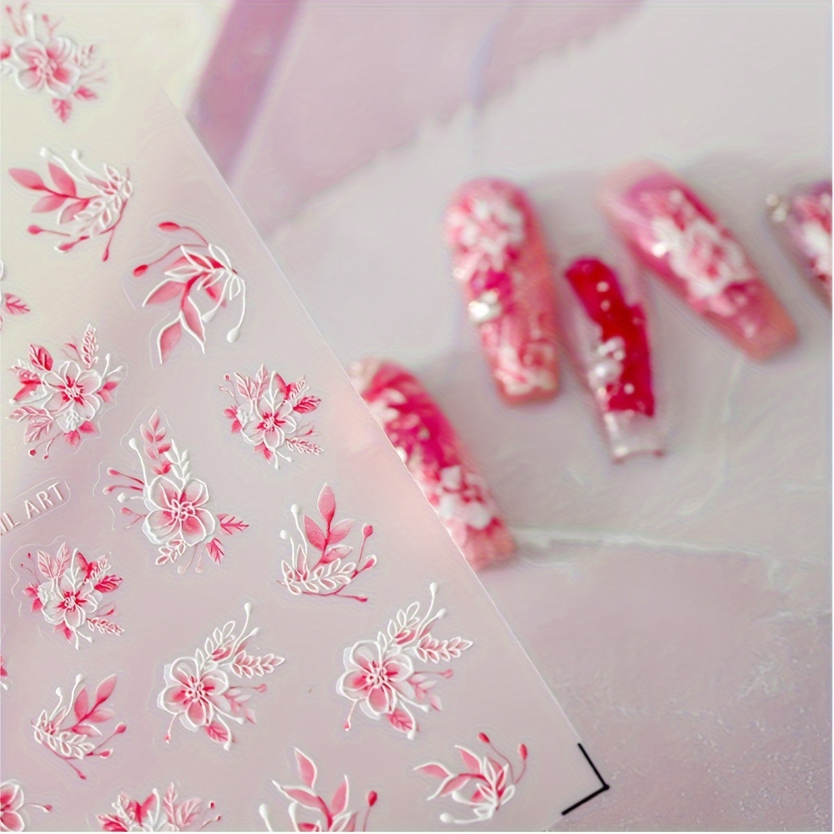 

2 Sheet Holographic Nail Art Stickers, Self Adhesive Flower Design Nail Art Decals For Spring Nail Art Decoration,nail Art Supplies For Women And Girls
