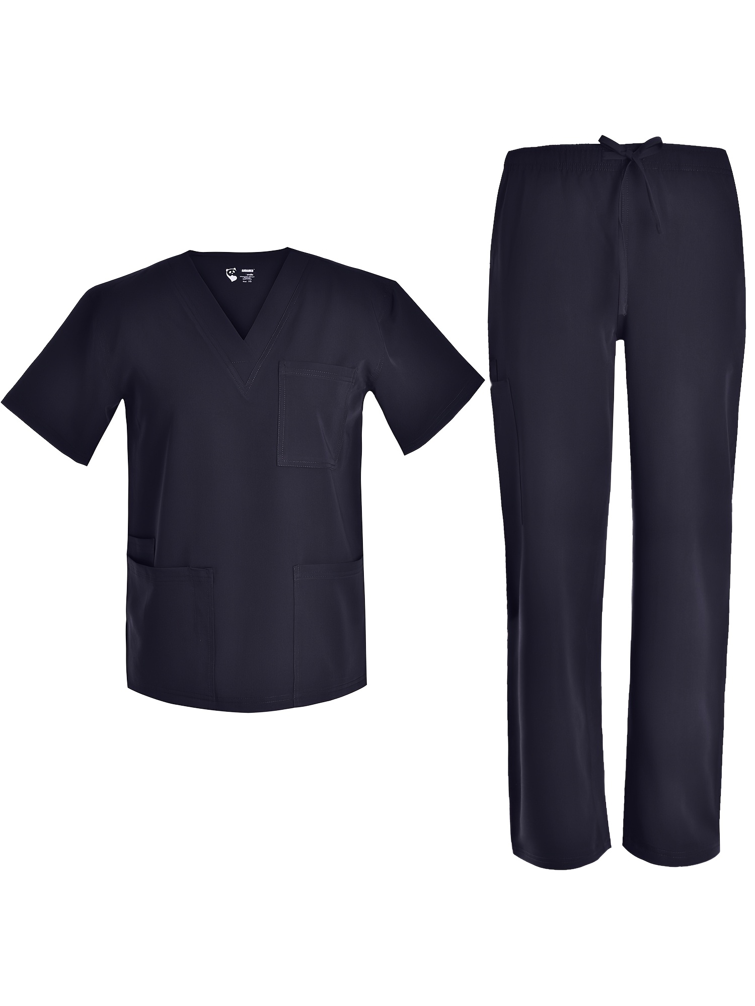 Men's Plus Size Stretch V-Neck Scrub Set - Comfortable & Durable Workwear with Pockets, Machine Washable.