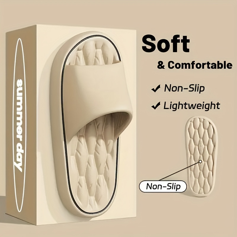 Women's EVA Slip-On Slippers - Soft Comfortable Non-Slip Lightweight Indoor/Outdoor Sandals with Thick Cushioned Sole, Anti-Shit Design & Ergonomic Support, Pastel Pink Casual House Shoes for All Seasons, Ladies Slippers, Indoor Footwear, Simple Slipon, Soft Texture, Minimalist Footwear, Durable Footwear, Breathable Footwear, Home Comfort