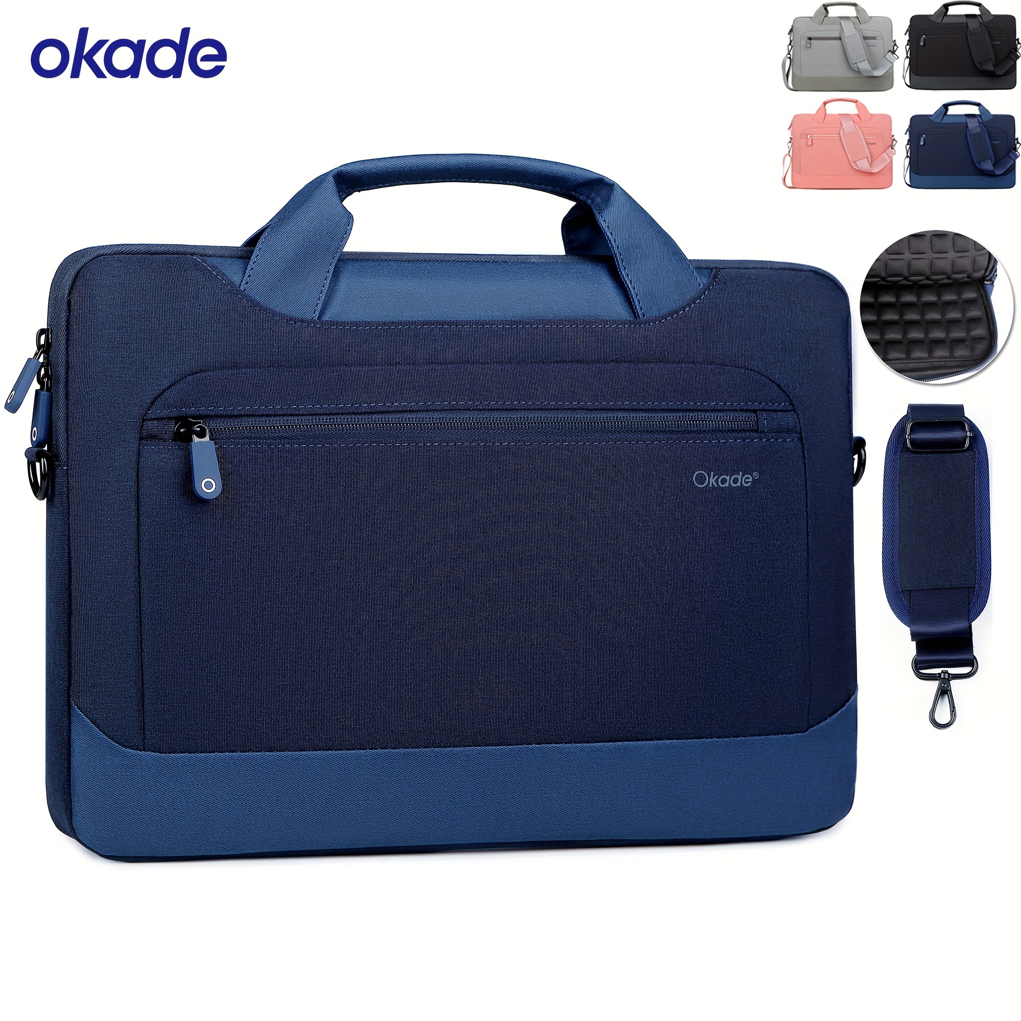 

1pc Okade T62 Shockproof Laptop Bag With , Slim Lightweight Protective Computer Case, Grey Black Navy Blue, Fits For 13.3"13.6"15.4"16inch Computer Notebook Tablet, Crossbody Bag